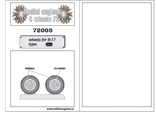 Radial Engines & Wheels 72005 1:72 Boeing B-17 Flying Fortress Radial Tread Pattern