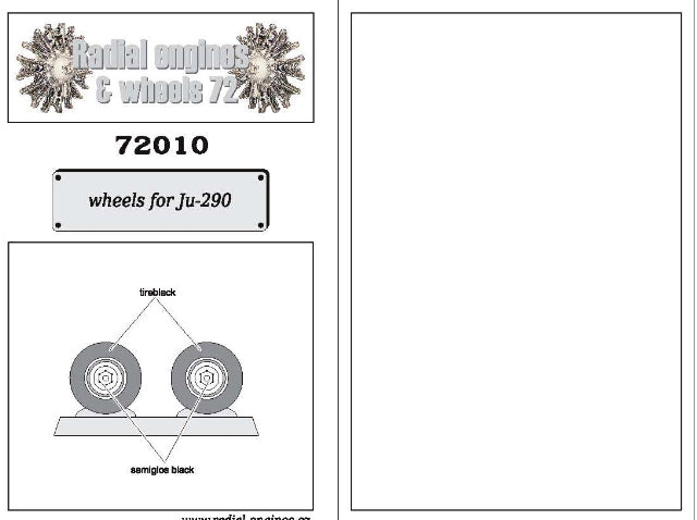 Radial Engines & Wheels 72010 1:72 Junkers Ju-290A-5/Ju-290A-7 Wheels