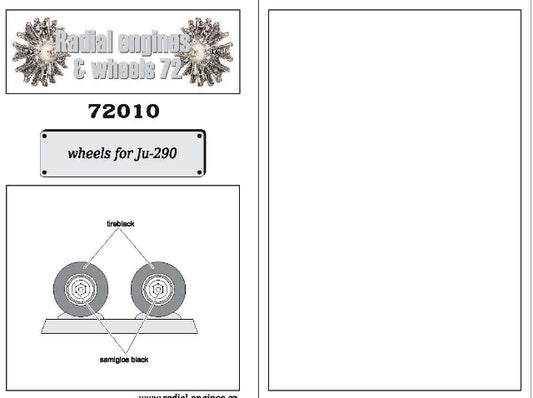 Radial Engines & Wheels 72010 1:72 Junkers Ju-290A-5/Ju-290A-7 Wheels