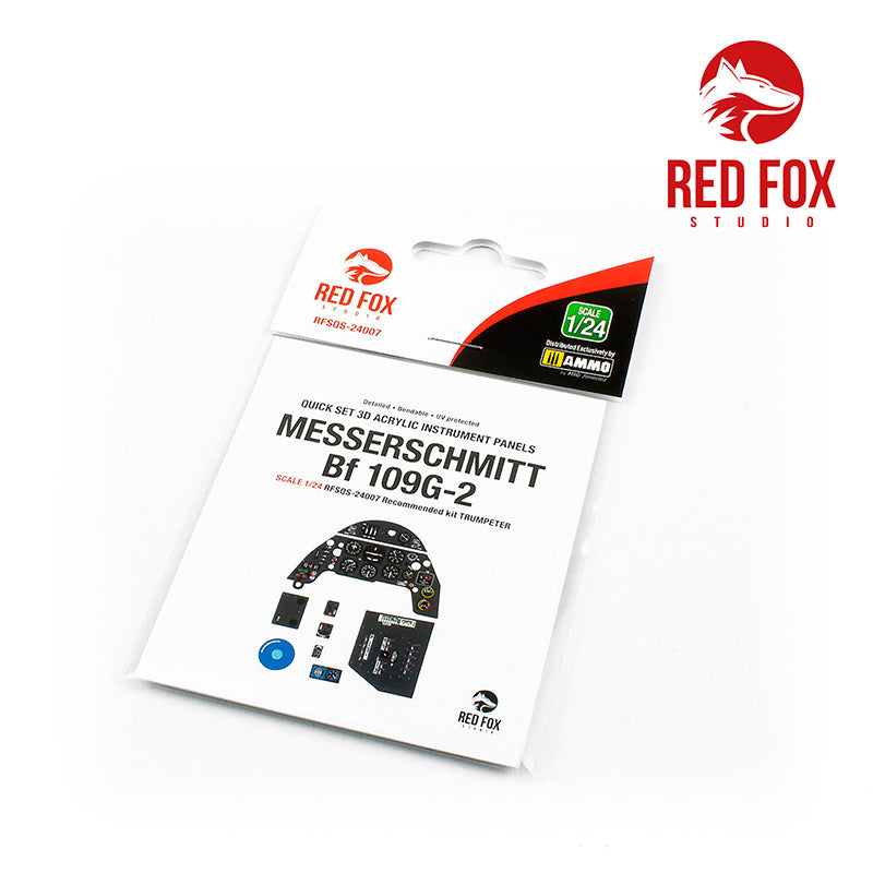 Red Fox Studio 24007 1:24 Messerschmitt Bf-109G-2 Quick Set 3D Acrylic Instrument Panel