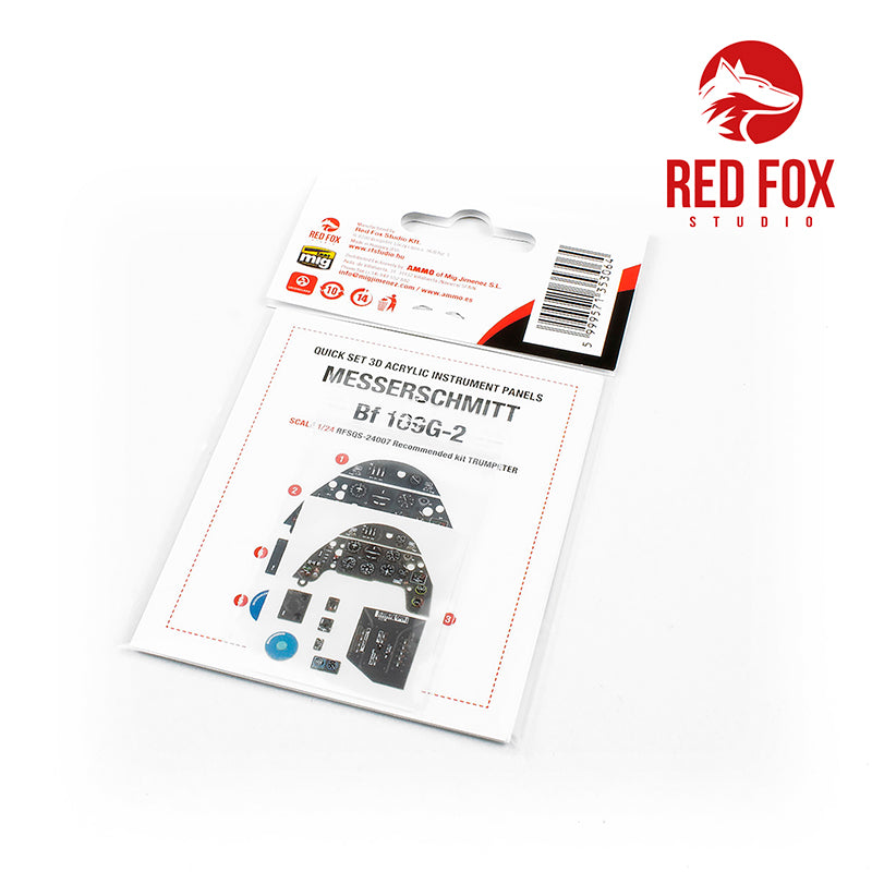 Red Fox Studio 24007 1:24 Messerschmitt Bf-109G-2 Quick Set 3D Acrylic Instrument Panel