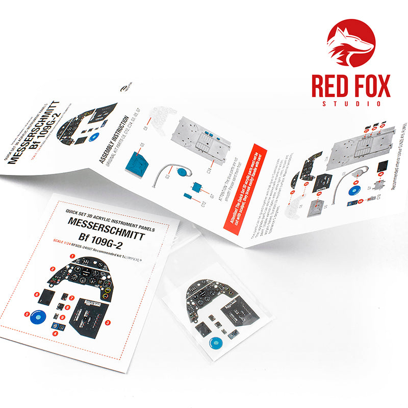 Red Fox Studio 24007 1:24 Messerschmitt Bf-109G-2 Quick Set 3D Acrylic Instrument Panel