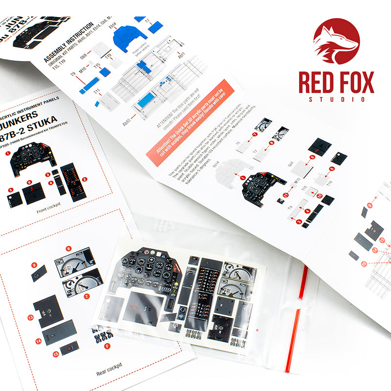 Red Fox Studio 24008 1:24 Junkers Ju-87B-2 'Stuka' Quick Set 3D Acrylic Instrument Panel