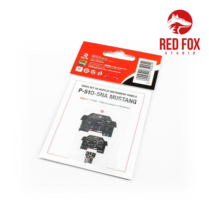 Red Fox Studio 32005 1:32  P-51D-5NA Mustang Quick Set 3D Acrylic Instrument Panel