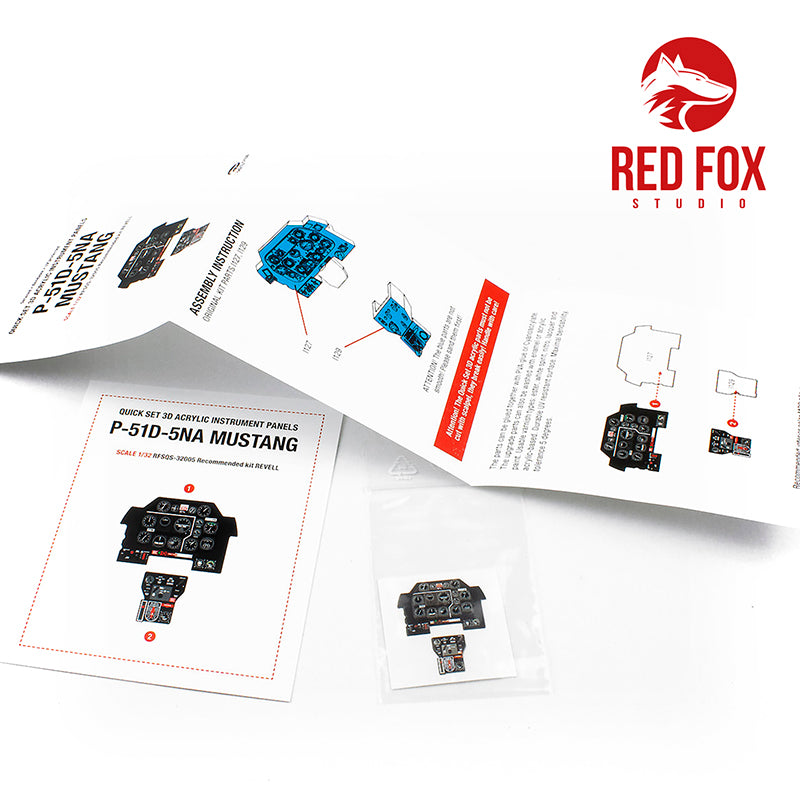 Red Fox Studio 32005 1:32  P-51D-5NA Mustang Quick Set 3D Acrylic Instrument Panel
