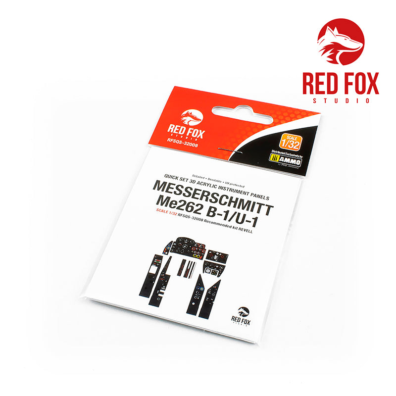 Red Fox Studio 32008 1:32 Messerschmitt Me-262B-1/U-1 Quick Set 3D Acrylic Instrument Panel