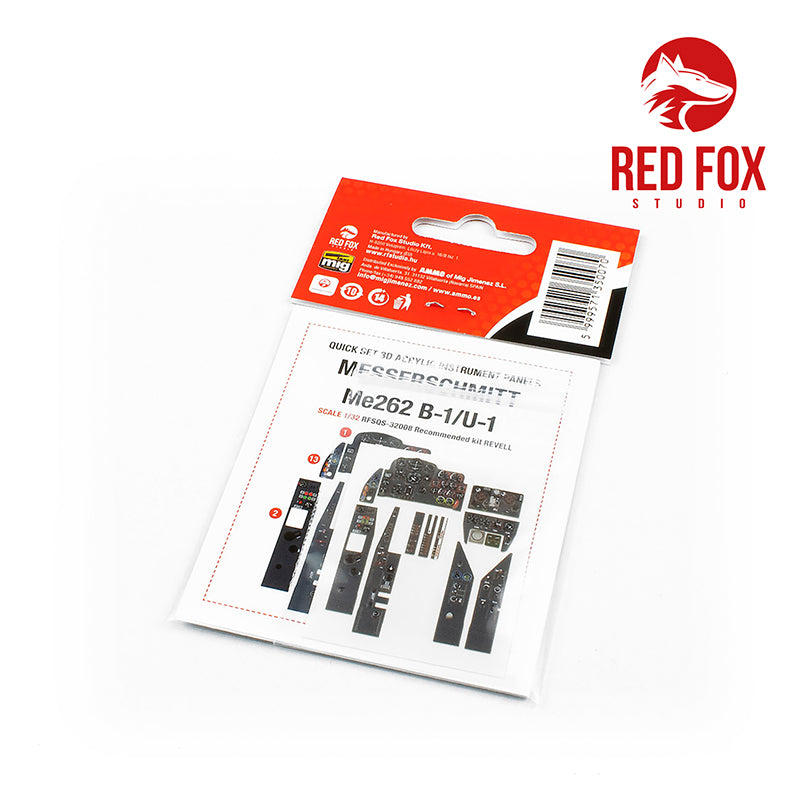 Red Fox Studio 32008 1:32 Messerschmitt Me-262B-1/U-1 Quick Set 3D Acrylic Instrument Panel