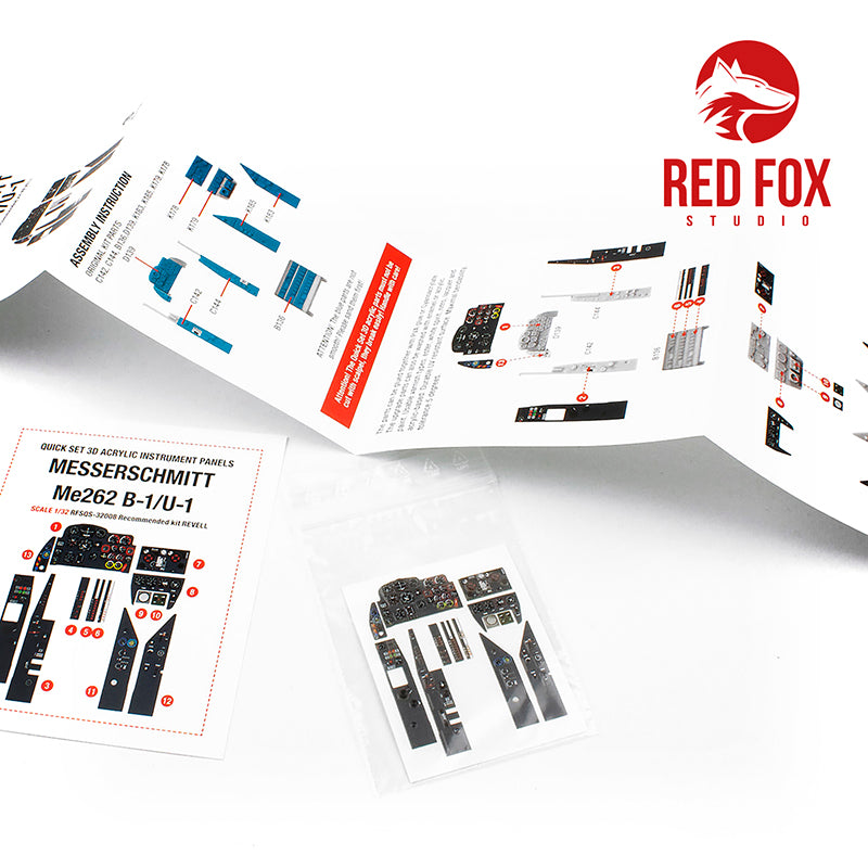 Red Fox Studio 32008 1:32 Messerschmitt Me-262B-1/U-1 Quick Set 3D Acrylic Instrument Panel