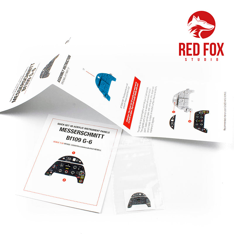 Red Fox Studio 32009 1:32 Messerschmitt Bf-109G-6 Quick Set 3D Acrylic Instrument Panel