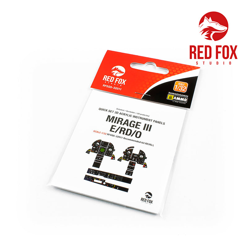 Red Fox Studio 32011 1:32 Dassault-Mirage IIIE/RD/O Quick Set 3D Acrylic Instrument Panel