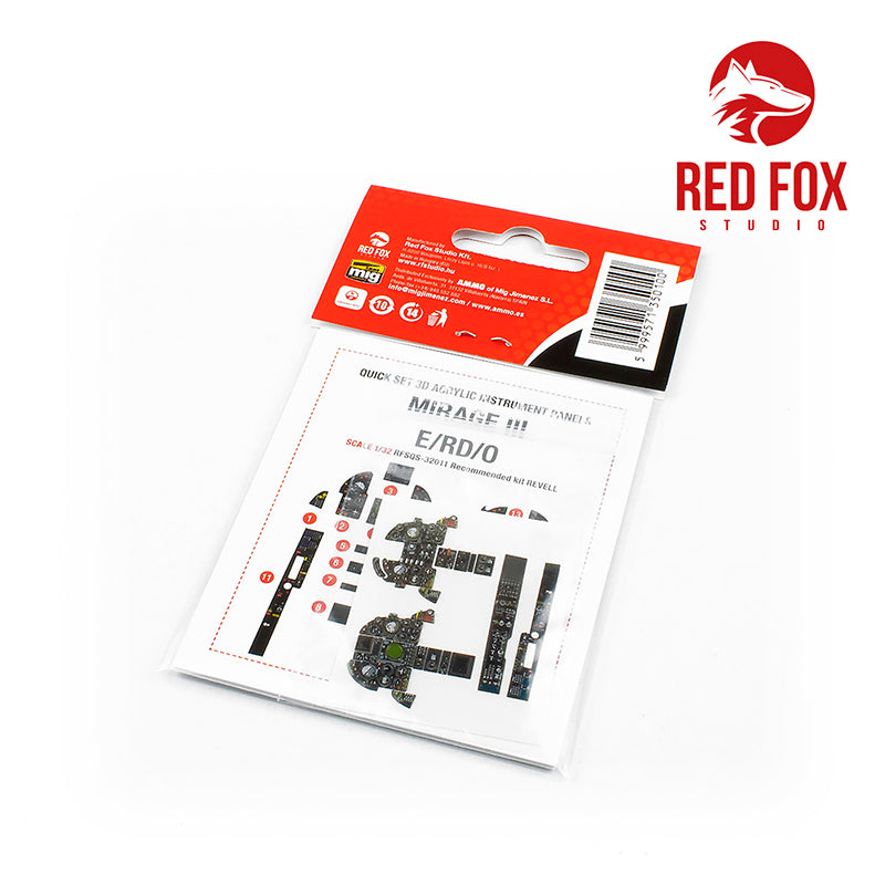 Red Fox Studio 32011 1:32 Dassault-Mirage IIIE/RD/O Quick Set 3D Acrylic Instrument Panel