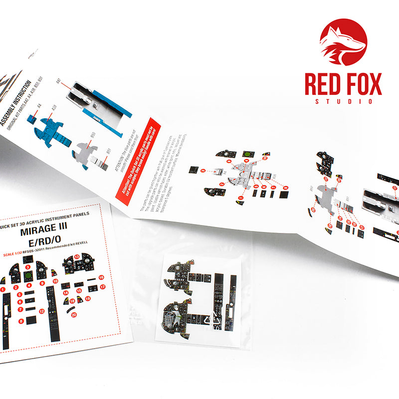 Red Fox Studio 32011 1:32 Dassault-Mirage IIIE/RD/O Quick Set 3D Acrylic Instrument Panel