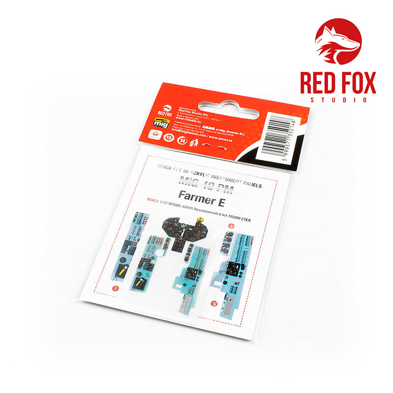 Red Fox Studio 32015 1:32 Mikoyan MiG-19PM Farmer E Quick Set 3D Acrylic Instrument Panel