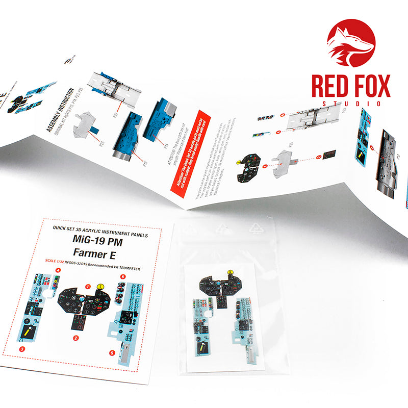 Red Fox Studio 32015 1:32 Mikoyan MiG-19PM Farmer E Quick Set 3D Acrylic Instrument Panel