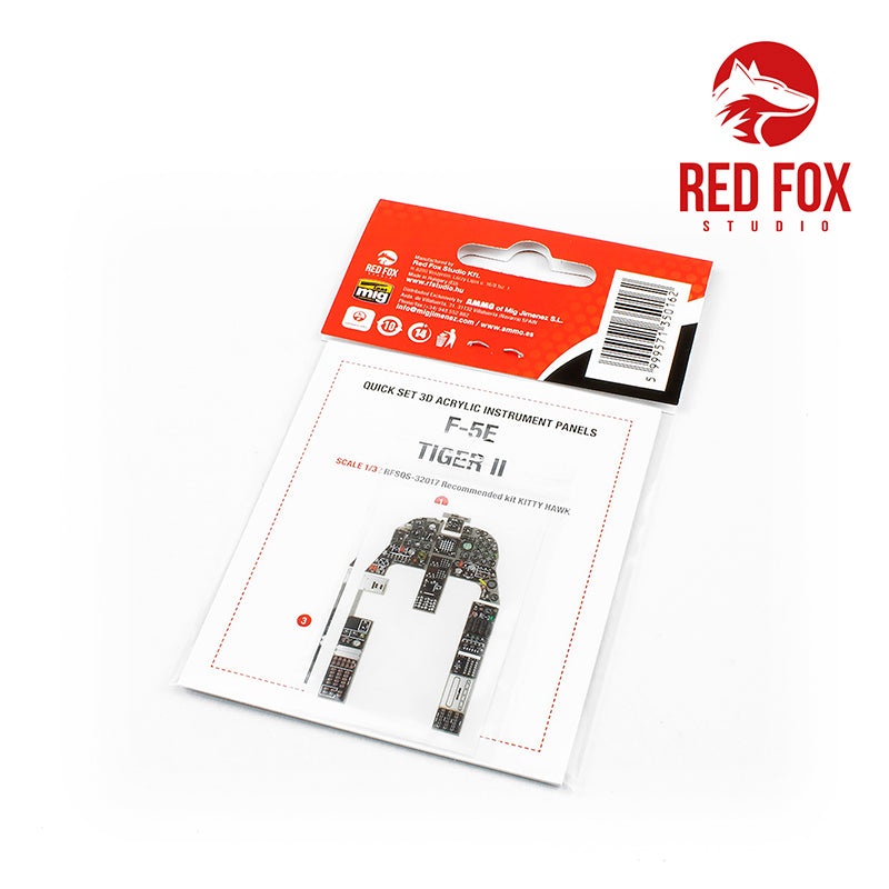Red Fox Studio 32017 1:32 Northrop F-5E Tiger II Quick Set 3D Acrylic Instrument Panel