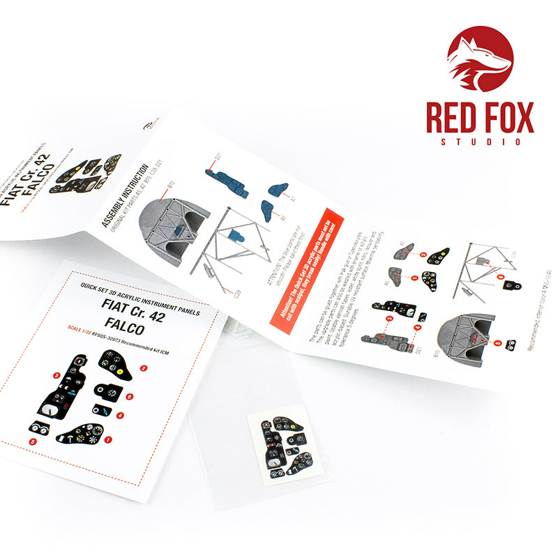 Red Fox Studio RFS-32073 1:32 Fiat CR.42 Falco Quick Set 3D Acrylic Instrument Panel