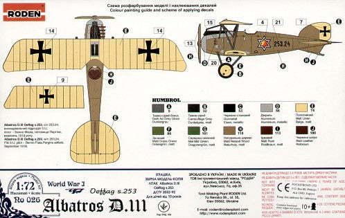 Roden 026 1:72 Albatros D.III Oeffag s.253