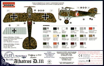 Roden 030 1:72 Albatros D.III Oeffag S.152 Late