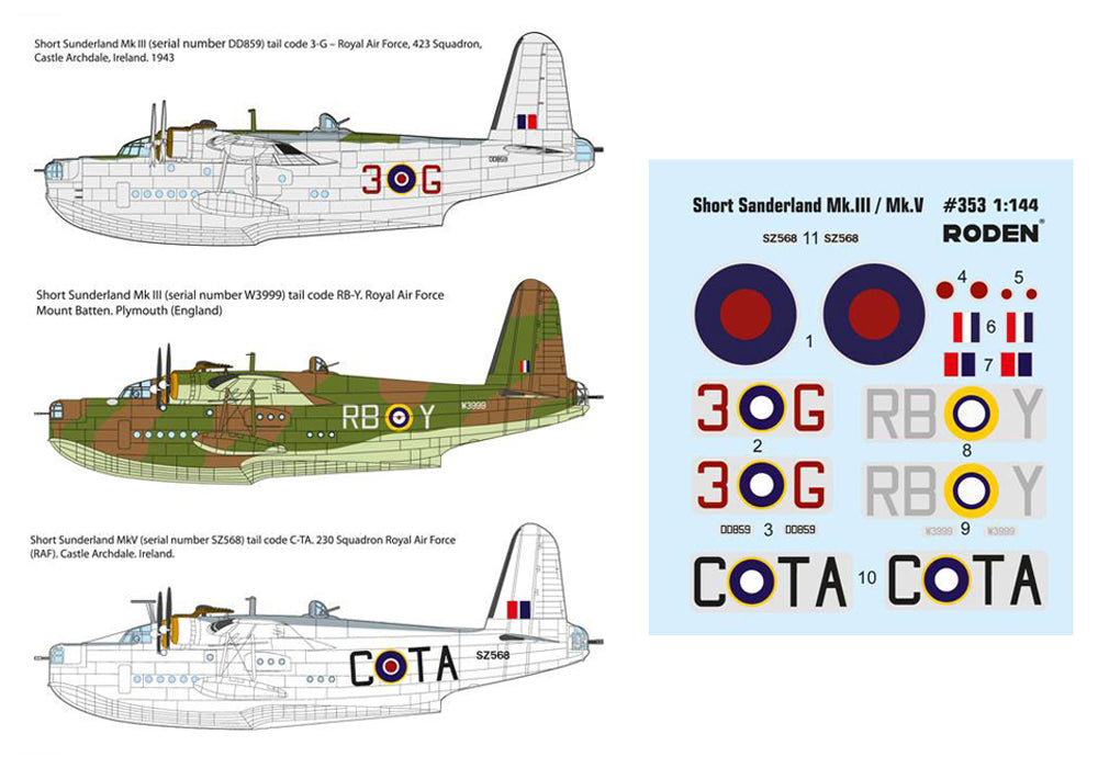 Roden 353 1:144 Short S.25 Sunderland Mk.III/V Flying Boat