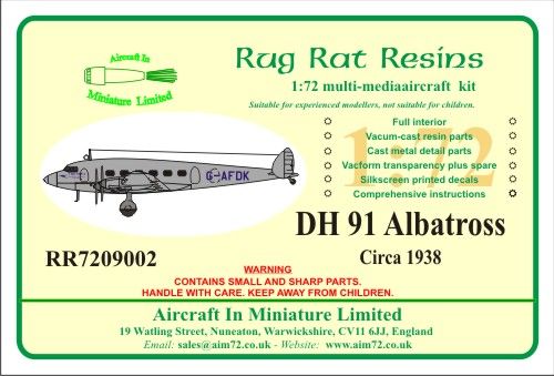 AIM - Rug Rat Resins RR7209002 1:72 de Havilland DH.91 Albatross