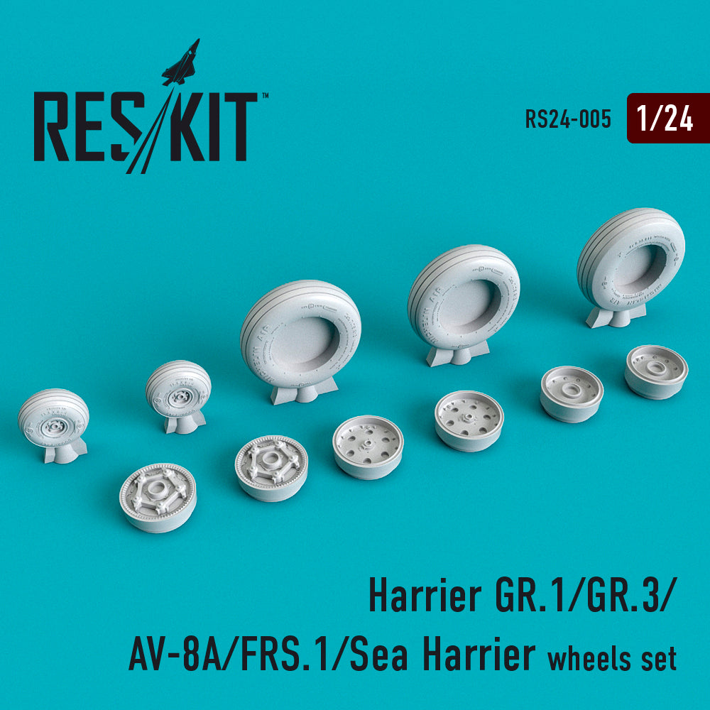 ResKit RS24-0005 1:24 Hawker-Siddeley Harrier GR.1/GR.3/McDonnell-Douglas AV-8A/FRS.1/Sea Harrier Wheels Set