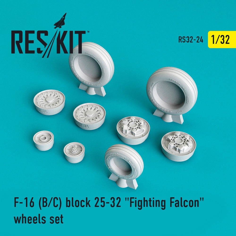 ResKit RS32-0024 1:32 F-16A/F-16B/F-16C/F-16D Fighting Falcon late weighted wheels set