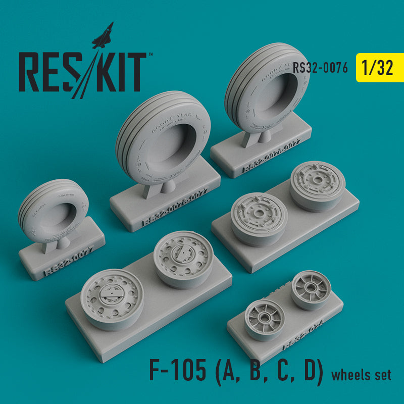 ResKit RS32-0076 1:32 Republic F-105 Thunderchief (F-105A, F-105B, F-105C, F-105D) Wheels Set