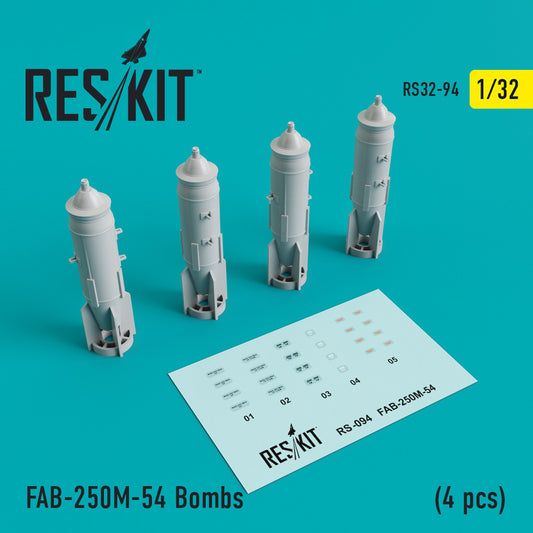 ResKit RS32-0094 1:32 FAB-250M-54 Bombs (4 pcs)