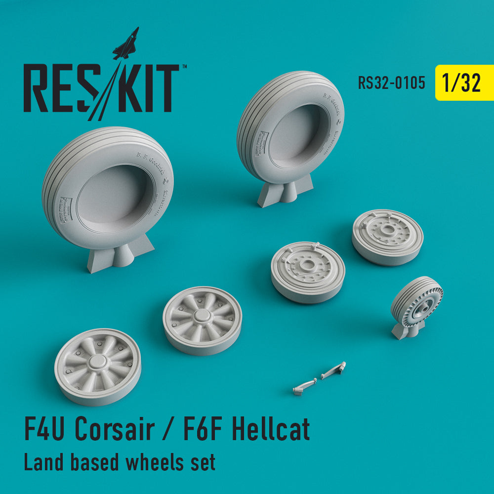 ResKit RS32-0105 1:32 Vought F4U-1 Corsair / Grumman F6F Hellcat Land Based Wheels Set