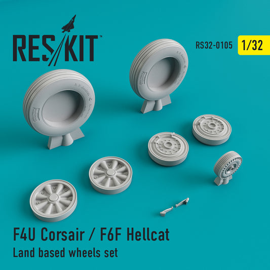 ResKit RS32-0105 1:32 Vought F4U-1 Corsair / Grumman F6F Hellcat Land Based Wheels Set