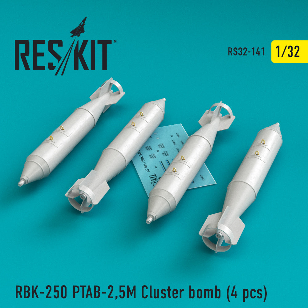 ResKit RS32-0141 1:32 RBK-250 PTAB-2,5M Cluster Bomb (4 pcs)