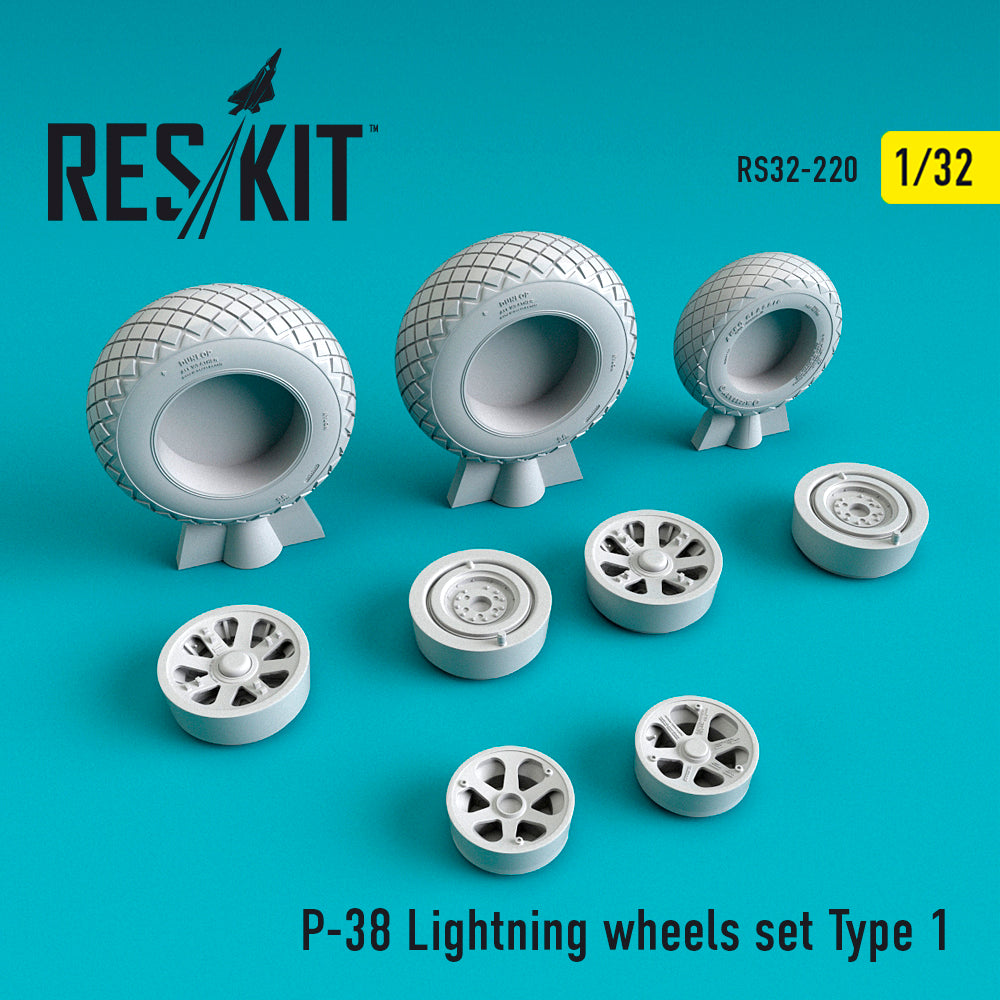ResKit RS32-0220 1:32 Lockheed P-38 Lightning Wheels Set Type 1