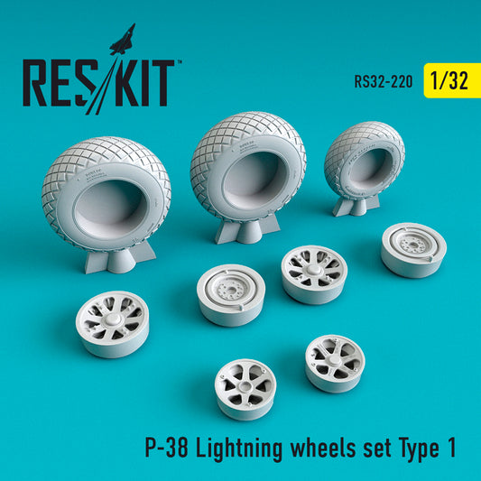 ResKit RS32-0220 1:32 Lockheed P-38 Lightning Wheels Set Type 1