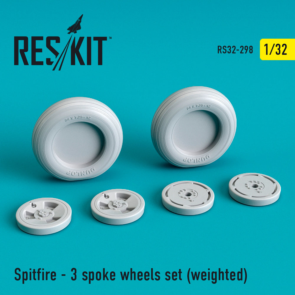 ResKit RS32-0298 1:32 Supermarine Spitfire - 3 Spoke Wheels Set (Weighted)