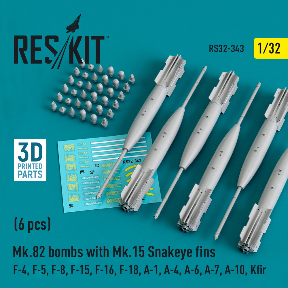 ResKit RS32-0343 1:32 Mk-82 bomb with Mk.15 Snakeye fins (4pcs)