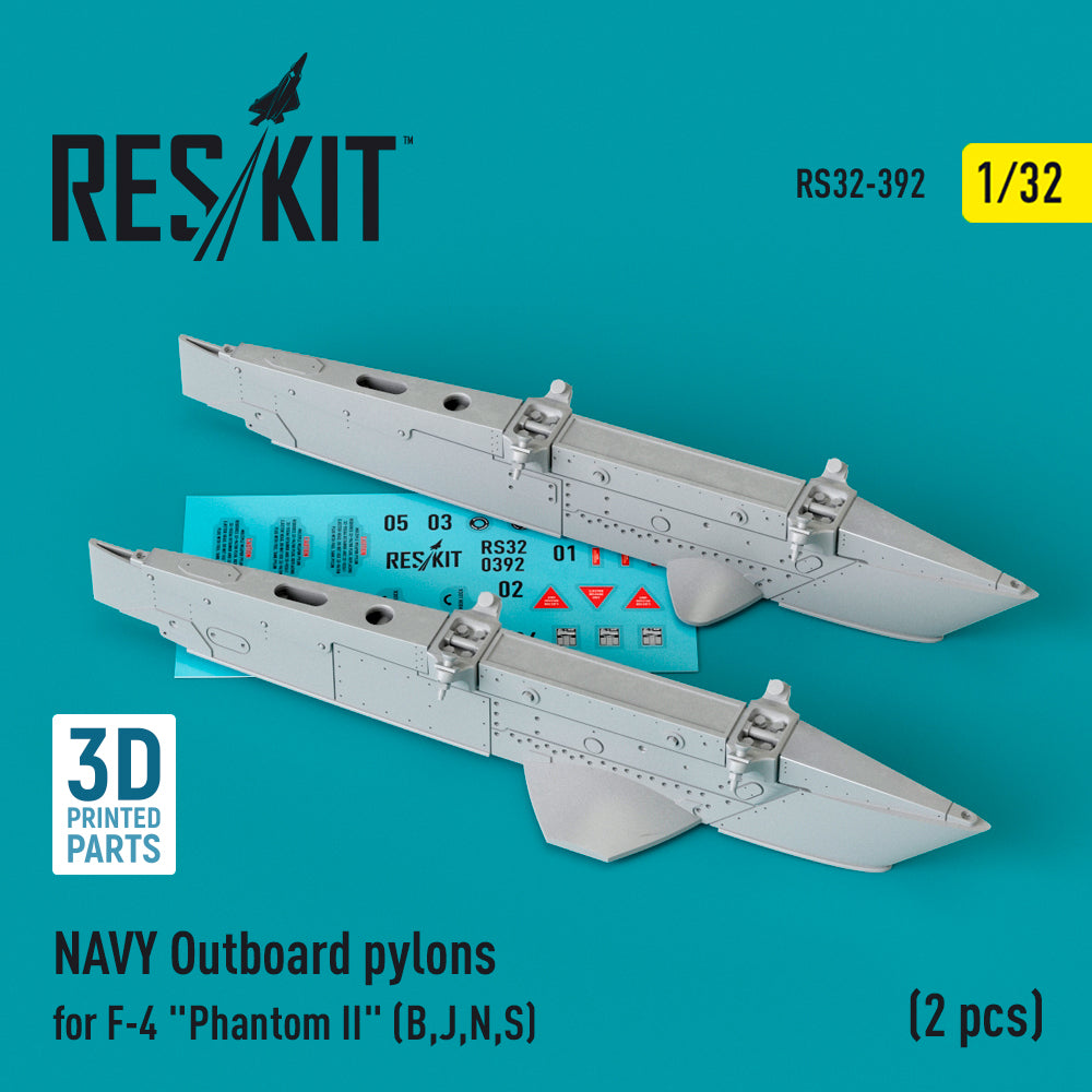 ResKit RS32-0392 1:32 US NAVY Outboard Pylons for McDonnell F-4 Phantom II (F-4B, F-4J, F-4N, F-4S) (2 pcs)