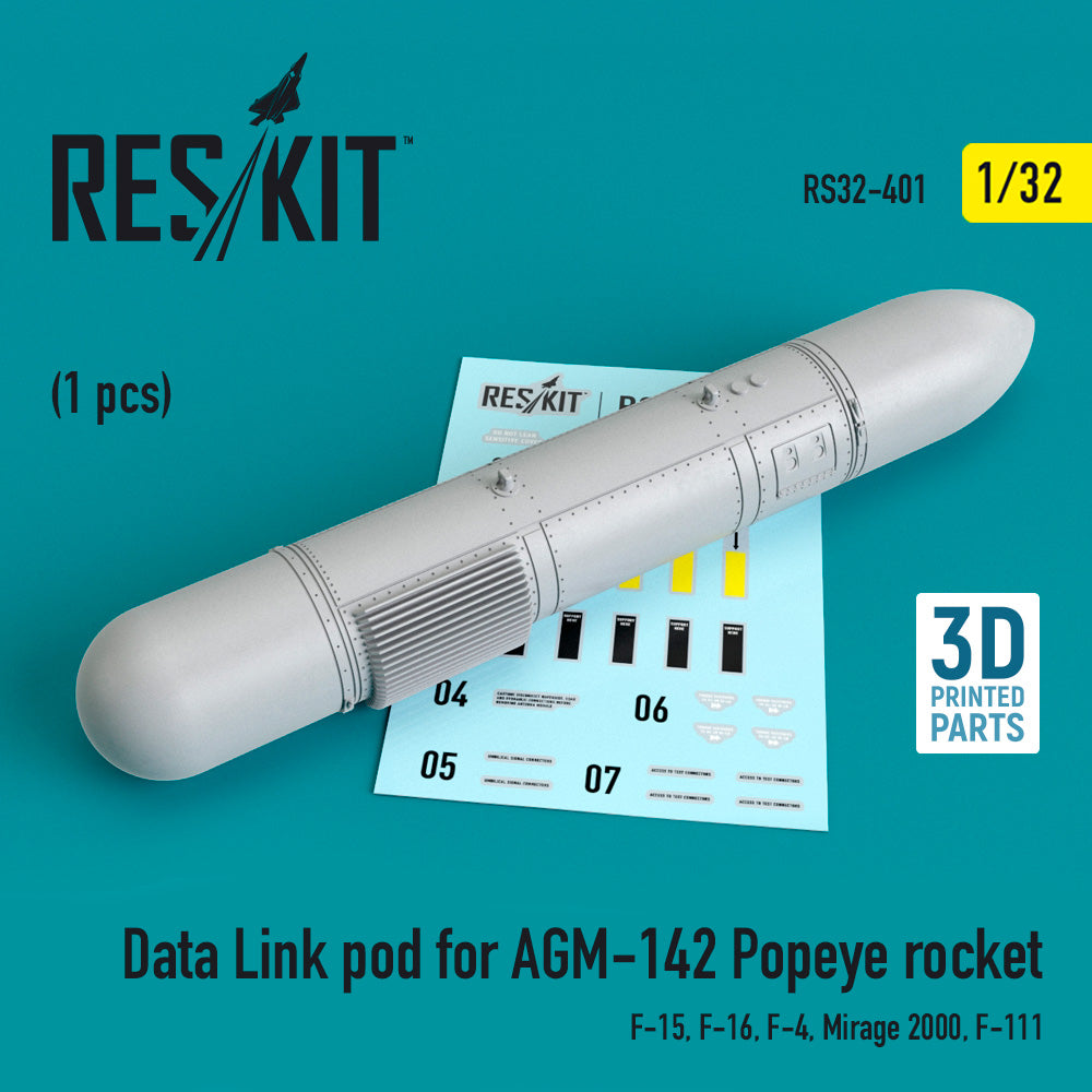 ResKit RS32-0401 1:32 Data Link Pod for AGM-142 Popeye Rocket (McDonnell F-15, F-16, F-4, Dassault-Mirage 2000, General-Dynamics F-111)