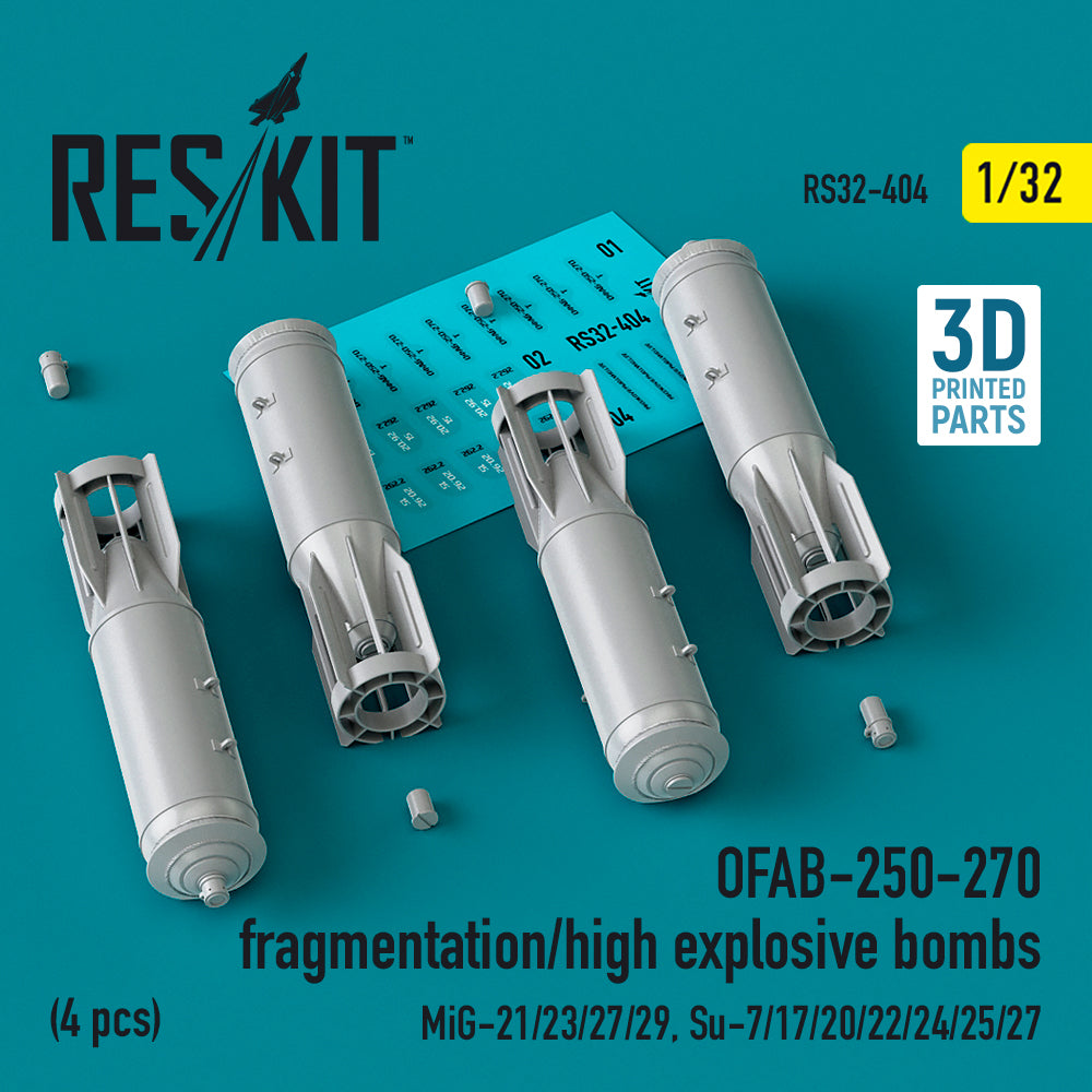 ResKit RS32-404 1:32 OFAB-250-270 fragmentation/high explosive bombs (4 pcs)