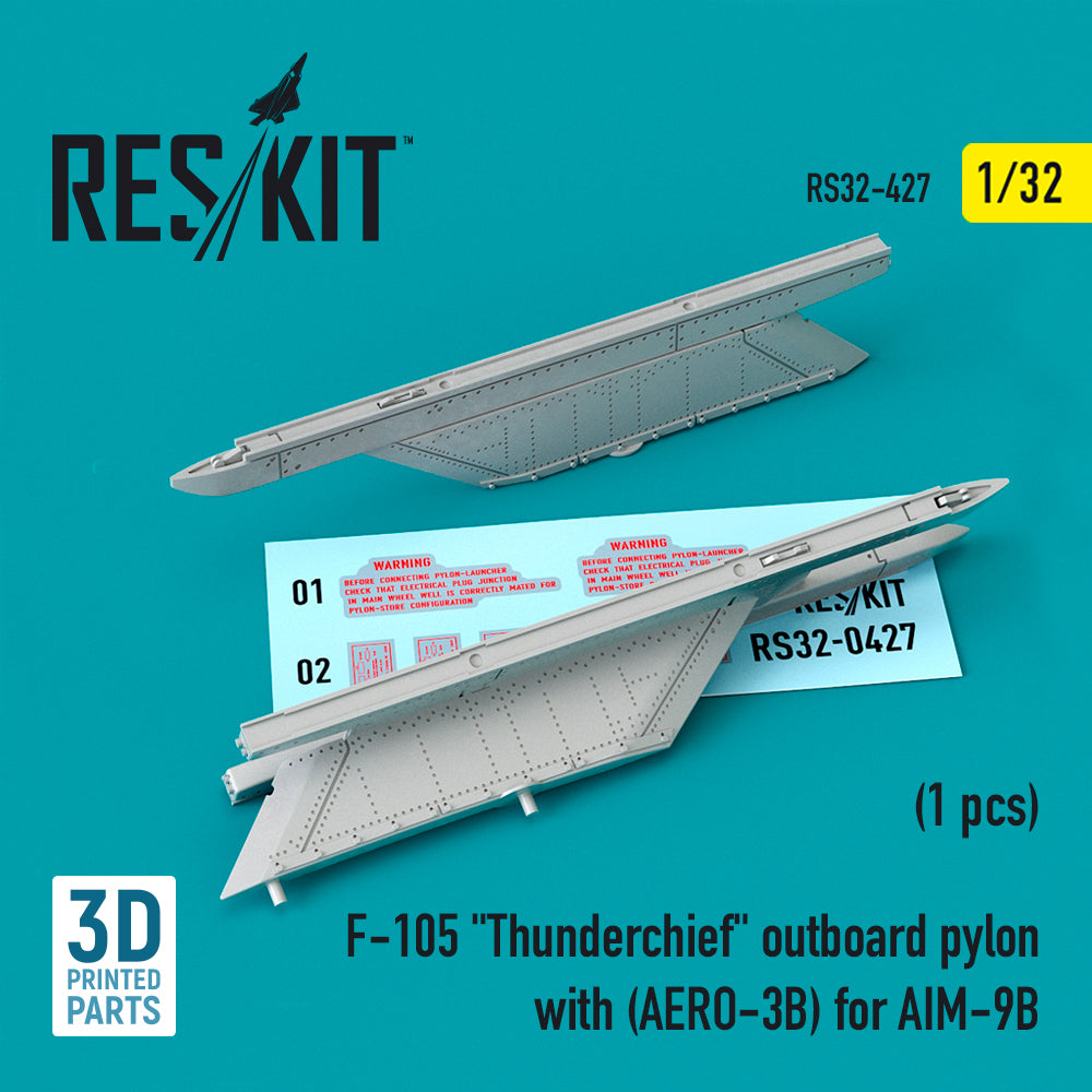 ResKit RS32-0427 1:32 Republic F-105D/F-105G Thunderchief outboard pylon with (AERO-3B) for AIM-9B