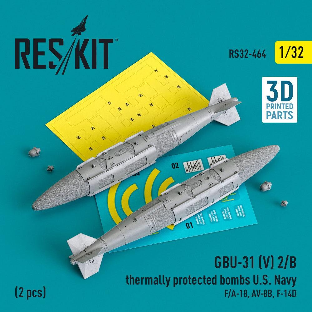 ResKit RS32-0464 1:32 GBU-31 (V) 2/B thermally protected bombs U.S. Navy (2 pcs)