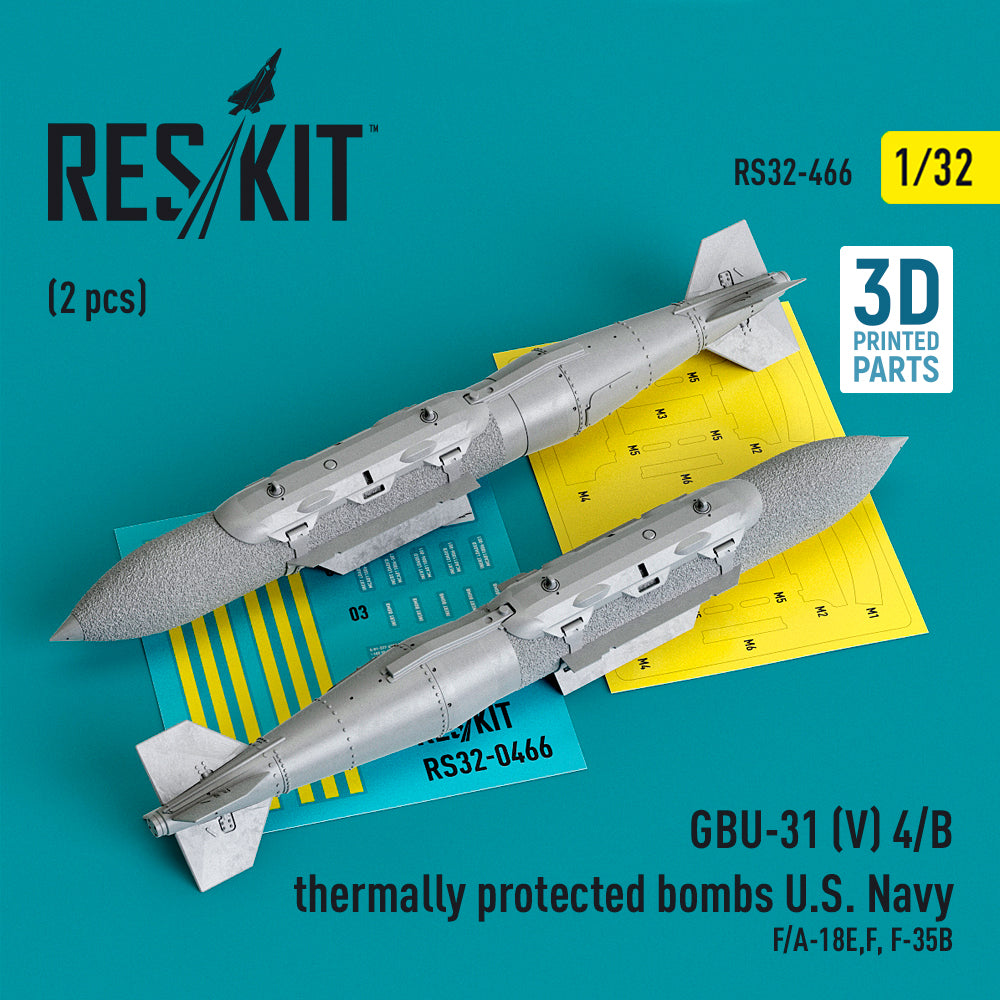 ResKit RS32-0466 1:32 GBU-31 (V) 4/B thermally protected bombs U.S. Navy (2 pcs)