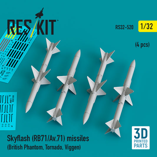 ResKit RS32-0520 1:32 Skyflash (RB71/Av.71) missiles (4 pcs)