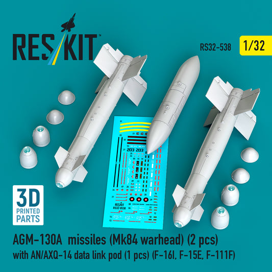 ResKit RS32-538 1:32 AGM-130A missiles (Mk84 warhead) (2 pcs) with AN/AXQ-14 data link pod (1 pcs)