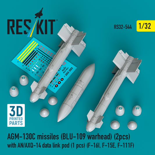 ResKit RS32-544 1:32 AGM-130C missiles (BLU-109 warhead) (2 pcs) with AN/AXQ-14 data link pod (1 pcs)