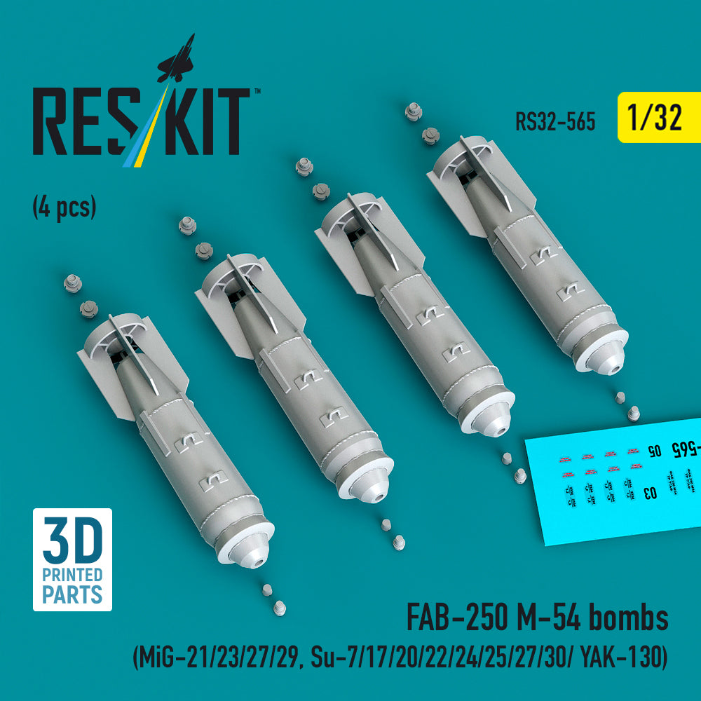 ResKit RS32-565 1:32 FAB-250 M-54 bombs (4 pcs)