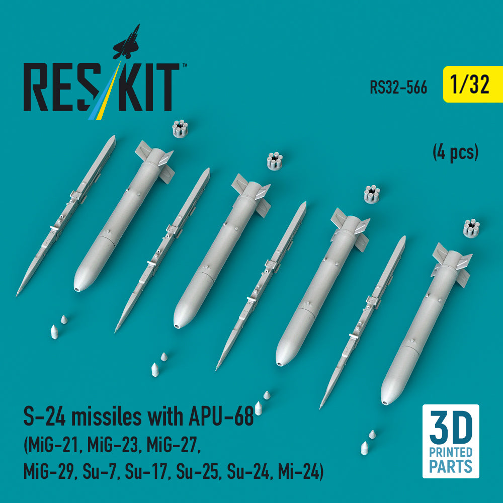 ResKit RS32-566 1:32 S-24 missiles with APU-68 (4 pcs)