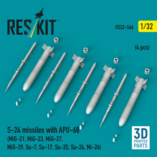 ResKit RS32-566 1:32 S-24 missiles with APU-68 (4 pcs)