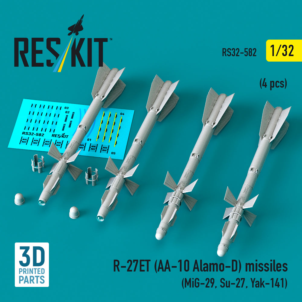 ResKit RS32-582 1:32 R-27ET (AA-10 Alamo-D) missiles (4 pcs)