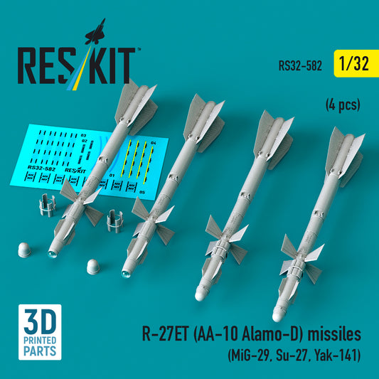 ResKit RS32-582 1:32 R-27ET (AA-10 Alamo-D) missiles (4 pcs)