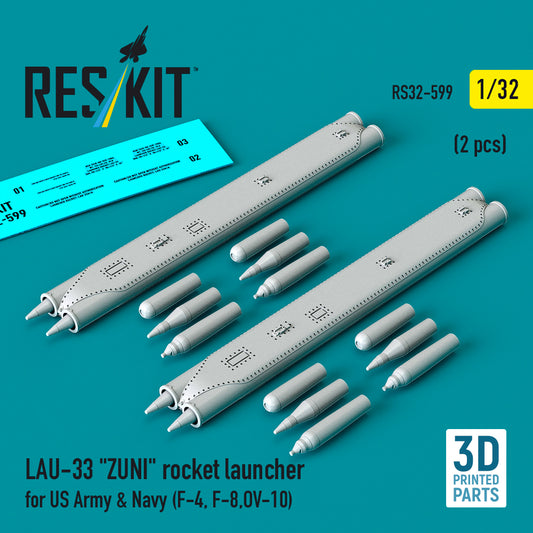 ResKit RS32-599 1:32 LAU-33 'ZUNI' rocket launcher for US Army & Navy (2 pcs)
